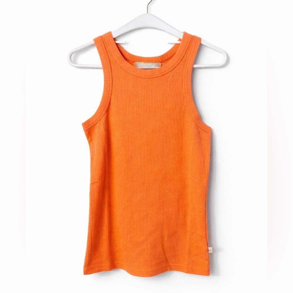 Araminta James Anthropologie Orange Waffle Tank Top Ribbed Cotton Small NWT
